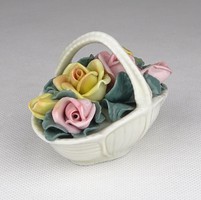0Y048 Régi ENS porcelán rózsás kosár