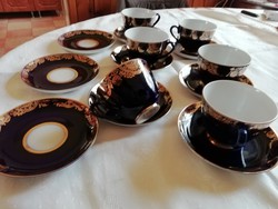 6 szem. Lomonosov porcelán teás készlet + 3 db kis tányér 