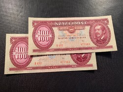 *** 1989-es Kádár 100 forint UNC sorszámkövető ***