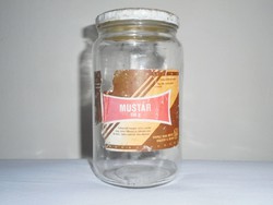 Retro papír címkés befőttes üveg - Mustár - Csepeli Duna MGTSZ Konzerv II. üzeme - 1980-as évek
