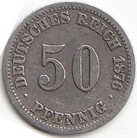 Német 50 pfennig 1876C  AG ezüst !