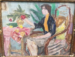Vidéky Brigitta Iván Szilárdné. Női portré  húgom otthon festmény,Magyar Nemzeti Galéria.