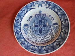 Régi címeres feliratos holland porcelán falitányér