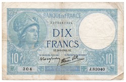 Franciaország 10 francia Frank, 1941