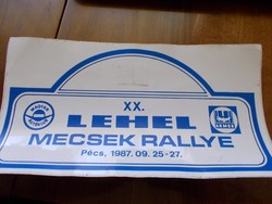 Mecsek rallye 1987, cimke 27x15 cm