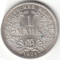 German 1 mark 1904d unc ag silver !