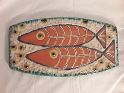 Kerámia falikép fali dísz halak hal motívummal jelzett halas