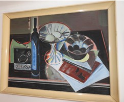 Baska József képcsarnokos festménye : Asztali csendélet