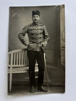 Régi fotó katona huszár képeslap fénykép