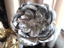 4 db ezüstszürke csillámos virág dekoráció