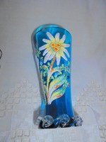 Biedermeier kézzel  festett  üveg kura pohár- emlékpohár 
