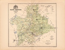 Hajdú megye térkép 1889 (4), vármegye, atlasz, Kogutowicz Manó, 42 x 56 cm, Gönczy Pál, Debrecen