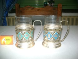 Orosz  pohártató pohárral szamovárhoz - két darab