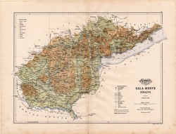 Zala megye térkép 1885 (4), vármegye, atlasz, Kogutowicz Manó, 42 x 56 cm, Gönczy Pál, Balaton