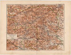 Stájerország térkép 1892, eredeti, Meyers atlasz, német nyelvű, Ausztria, Graz, Steiermark