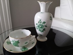 Herendi apponyi mintás váza és teáscsésze tányérral