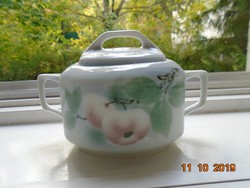 Ernst Wahliss Jugendstil hand-painted apple pattern sugar bowl turn teplitz