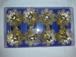 Különleges kettő doboz karácsonyi fém gyertya csipesz filigrán mintás arany színű 