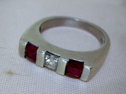 Szép art deco gránátköves ezüst gyűrű 