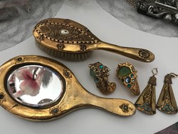Francia különlegességek antik pipere szett ékszerekkel