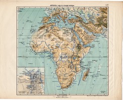 Afrika hegy- és vízrajzi térkép 1913, eredeti, teljes atlasz, Kogutowicz Manó, régi, Nílus