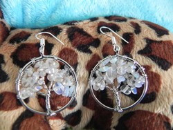 Beautiful tree of life grass earrings with rock crystal and opalite