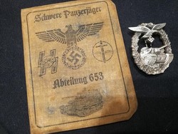 Német II. vh páncélos zsoldkönyv + kitüntetés
