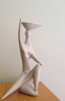 Zsolnay art deco figura, tálat tartó nő