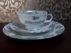 2913 - Német reggeliző szett, ezüst dekorral 