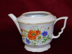 Zsolnay, antik, pajzspecsétes porcelán teakiöntő. Tavaszi virágmintával.