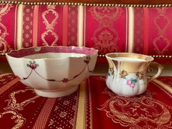 Antik angol, talán Worcester bone china slop bowl tál cukortartó