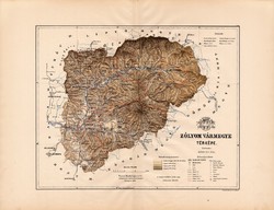 Zólyom vármegye térkép 1889 (4), megye, atlasz, Kogutowicz Manó, 43 x 56 cm, Gönczy Pál, nagy méret