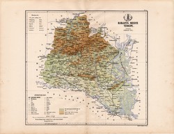 Baranya megye térkép 1888 (4), Magyarország, vármegye, eredeti, Kogutowicz Manó, 43 x 56 cm, Pécs