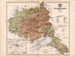 Veszprém megye térkép 1886 (4), Magyarország, vármegye, atlasz, Kogutowicz Manó, 43 x 56 cm, eredeti