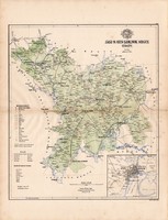 Jász - Nagykun - Szolnok megye térkép 1886 (4), vármegye, eredeti, Kogutowicz Manó, Karcag, Mezőtúr