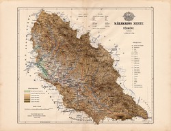 Máramaros megye térkép 1888 (4), Magyarország, vármegye, régi, atlasz, eredeti, Kogutowicz, Huszt