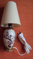ZSOLNAY asztali lámpa,régi zöld pajzspecséttel,kézzel festett, cseresznyevirág díszítéssel.