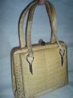 Vintage beige thick crocodile leather purse