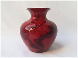 Zsolnay ökörvér mázas ritka porcelán váza