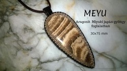 Ásvány ékszer, exkluzív aragonit medál Miyuki japán gyöngy foglalatban