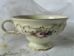 Kecses Edelstein kézzel festett porcelán csésze, krémszínű
