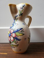 Gyönyörű toledói hasas füles népművészeti kerámia korsó széles csőrös váza