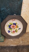 Porcelain wall plate in tin frame - Italian product -