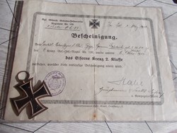 WW1,Original vás kereszt II.Osztaly mit certifikat!!!!Tanusitvány!!!