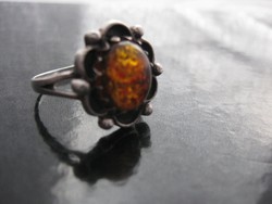 Silver ring with amber head 1.5 cm !!! For Toldiklara