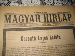 Magyar Hírlap  1894 ápr.2 .KOSSUTH LAJOS  halála ,megemlékezések .ERDETI  KiADÁS 