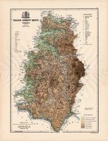 Krassó - Szörény megye térkép 1888 (3), vármegye, atlasz, eredeti, Kogutowicz Manó, 43x57 cm, Gönczy