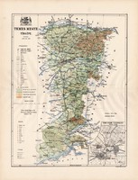 Temes megye térkép 1887 (3), vármegye, atlasz, eredeti, Kogutowicz Manó, 43x57 cm, Gönczy, Temesvár