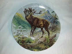 A K Kaiser porcelán vadász jelenetes őz és szarvas fali dísz tál tányér 2 darab együtt