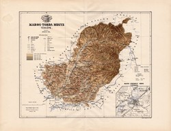 Maros - Torda megye térkép 1886 (3), vármegye, atlasz, eredeti, Kogutowicz Manó, 43 x 57 cm, Gönczy